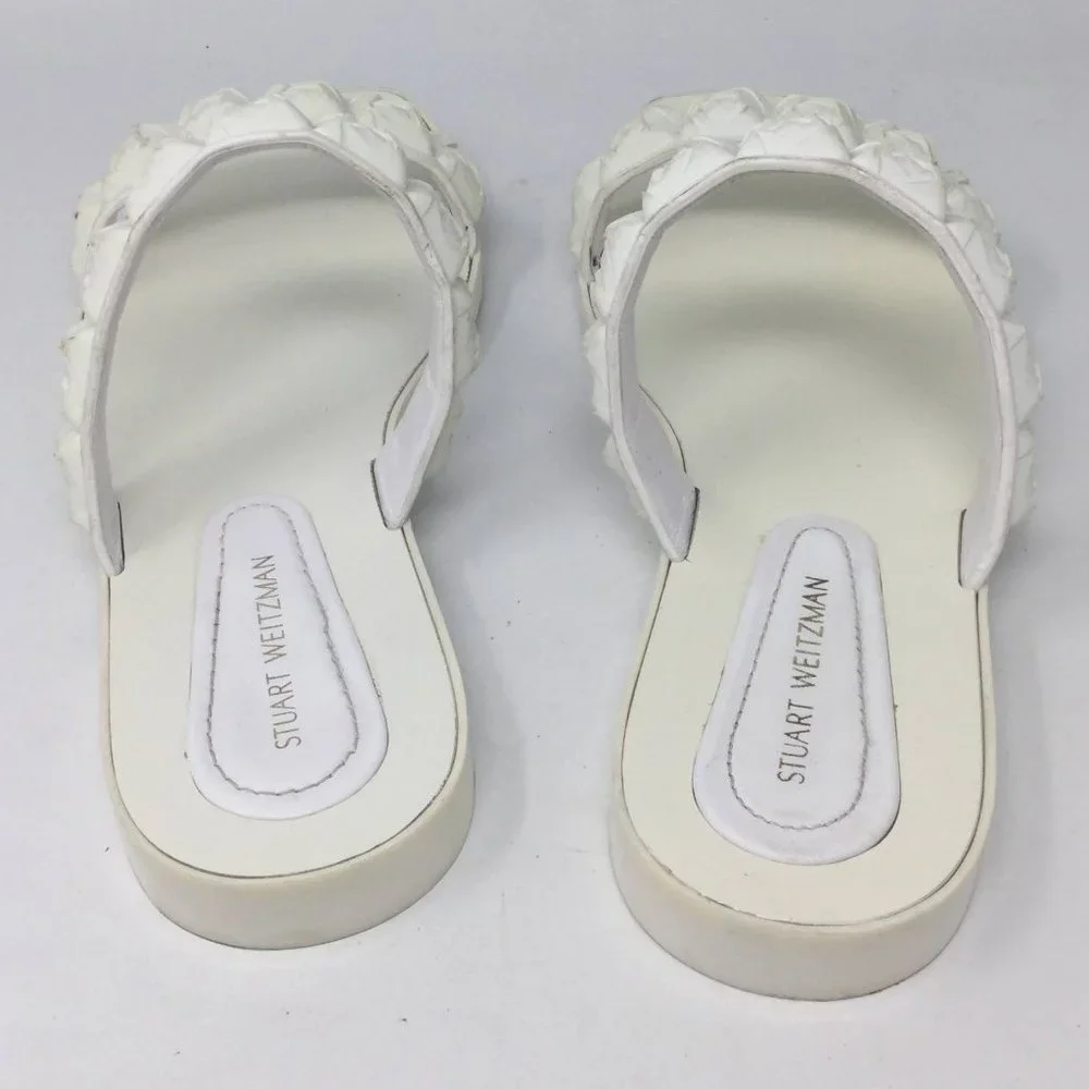 Stuart Weitzman White Rosita Dual Strap Slide Sandal 7.5M